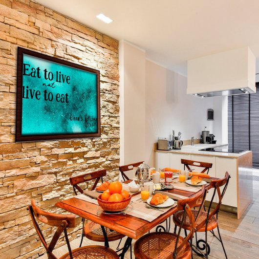 Essen Sie zu leben Küche inspirierendes türkisfarb Poster