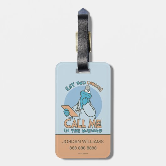 Essen Sie zwei Kekse, rufen Sie mich am Morgen an Gepäckanhänger (Rückseite vertikal)