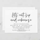 Essen, Sip und Rehearse, Probe Abendessen Einladung (Vorne/Hinten)