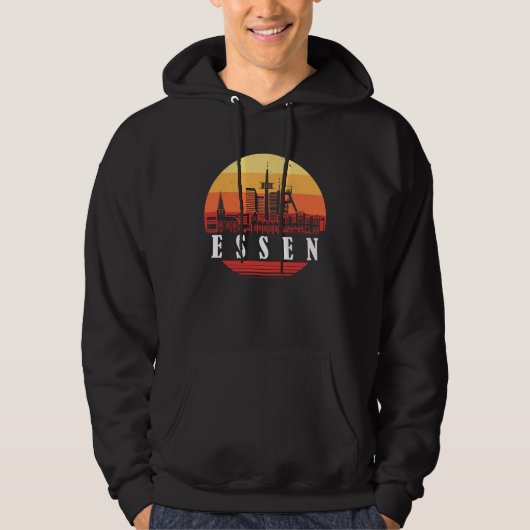 Essen Skyline Sunset in Retro Vintage Style Hoodie (Vorderseite)