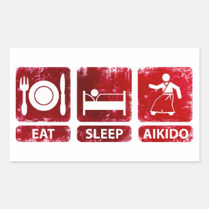 Essen Sleep Aikido Rechteckiger Aufkleber