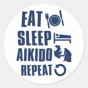 Essen Sleep Aikido Runder Aufkleber