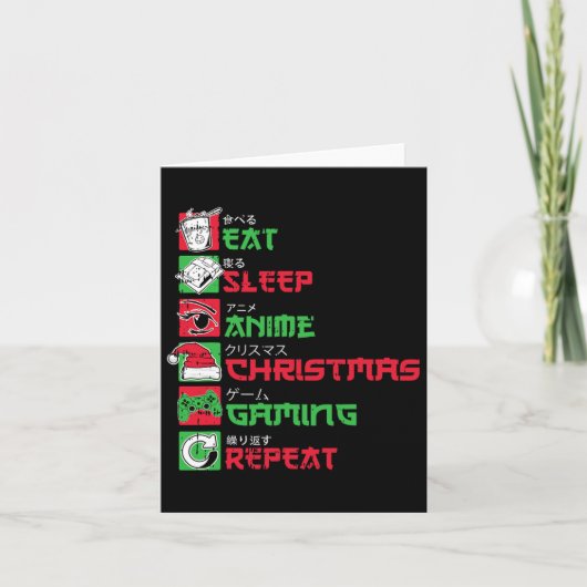 Essen Sleep Anime Gaming Weihnachten Pajama Weihna Karte (Vorderseite)