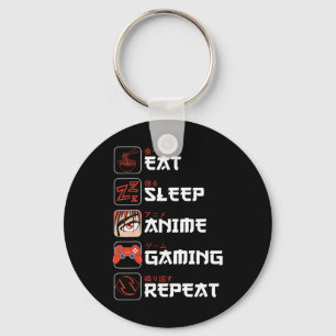 Essen Sleep Anime Gaming Wiederholen Shirt Teen Bo Schlüsselanhänger
