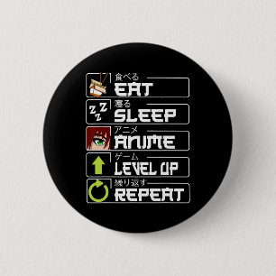 Essen Sleep Anime Level Up Wiederholung Otaku Anim Button