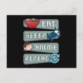Essen Sleep Anime Wiederholung Japanisch | Kawaii Postkarte (Vorderseite)