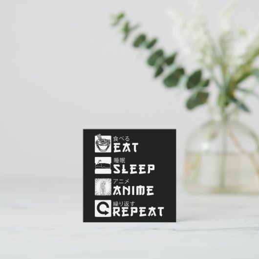 Essen Sleep Anime Wiederholung japanische Manga Lo Quadratische Visitenkarte (Stehend Vorderseite)