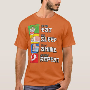 Essen Sleep Anime Wiederholung Manga Japan Kanji R T-Shirt