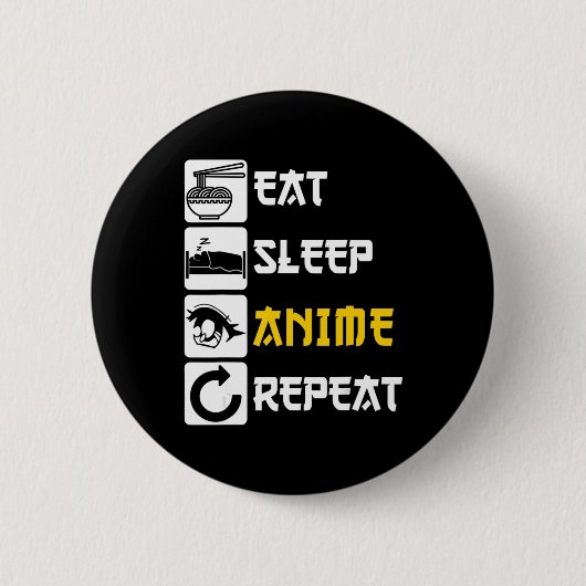 Essen Sleep Anime Wiederholung Manga Japan Sprichw Button (Vorderseite)