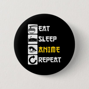 Essen Sleep Anime Wiederholung Manga Japan Sprichw Button