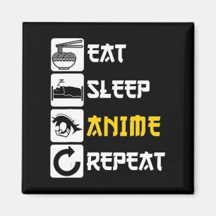 Essen Sleep Anime Wiederholung Manga Japan Sprichw Magnet