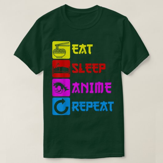 Essen Sleep Anime Wiederholung Manga Japan Sprichw T-Shirt (Design vorne)