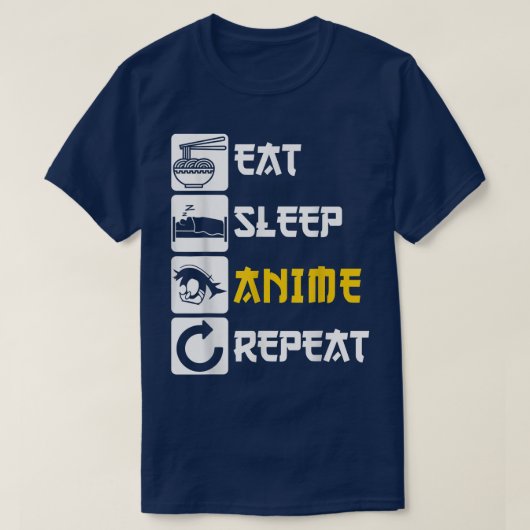 Essen Sleep Anime Wiederholung Manga Japan Sprichw T-Shirt (Design vorne)