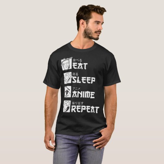 Essen Sleep Anime Wiederholung Manga Shirts Männer (Vorne ganz)