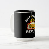 Essen Sleep Atre Wiederholung Schauspiel Schauspie Zweifarbige Tasse (Vorderseite Links)