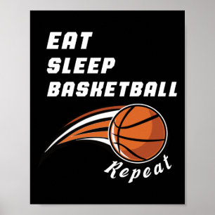 Essen Sleep Basketball Wiederholen Funny Poster