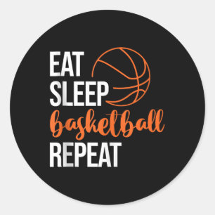Essen Sleep Basketball Wiederholen Spaß Sport Moti Runder Aufkleber