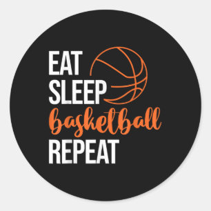 Essen Sleep Basketball Wiederholen Spaß Sport Moti Runder Aufkleber