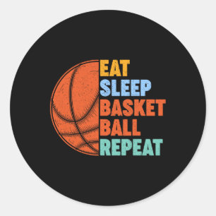 Essen Sleep Basketball Wiederholung für Men Teens  Runder Aufkleber