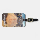 Essen Sleep Beach Quote Seashell Foto Script Moder Gepäckanhänger (Vorderseite horizontal)