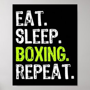 Essen Sleep Boxing Wiederholen Box Coach Fan Funny Poster