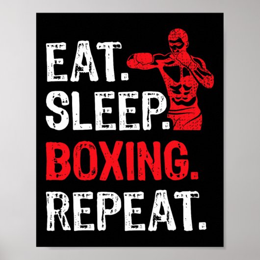 Essen Sleep Boxing Wiederholen Boxing Player Funny Poster (Vorne)