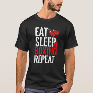 Essen Sleep Boxing Wiederholen Funny Boxing Coach  T-Shirt