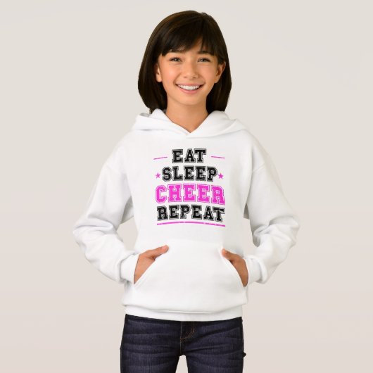 Essen Sleep Cheer Wiederholen Cheerleader T - Shir Hoodie (Vorne ganz)