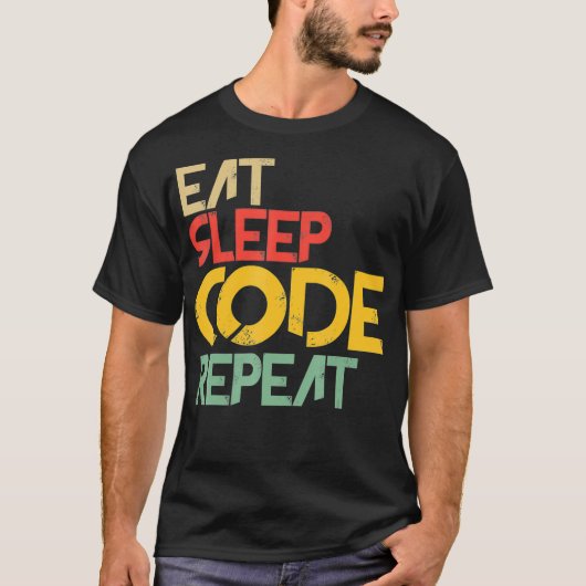 Essen Sleep Code Funny Computer Science Funny Gesc T-Shirt (Vorderseite)
