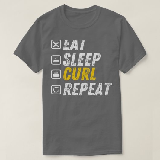 Essen Sleep Curl Funny Curling Geschenk T-Shirt (Design vorne)