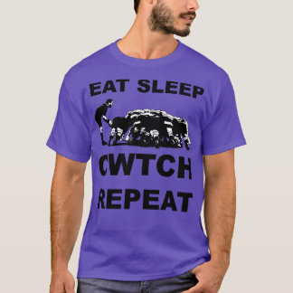 Essen Sleep Cwtch Wiederholung Welsh Rugby Spaß T-Shirt