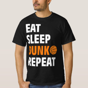 Essen Sleep Dunk Wiederholen Spaß Basketball Ball T-Shirt