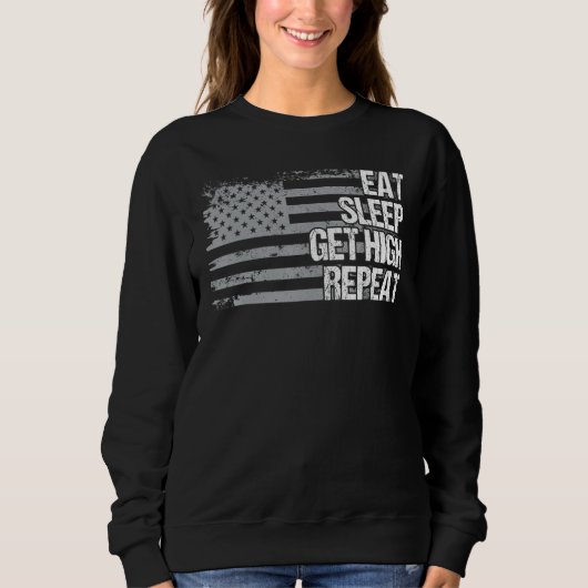 Essen Sleep erhalten hohe Wiederholung US Flag Män Sweatshirt (Vorderseite)