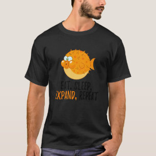 Essen Sleep Expat Wiederholen Blowfish Puffer Fisc T-Shirt