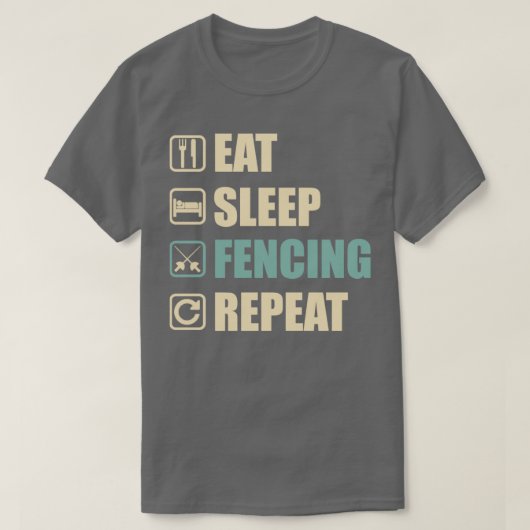 Essen Sleep Fencing Wiederholung Funny Fencing Lie T-Shirt (Design vorne)