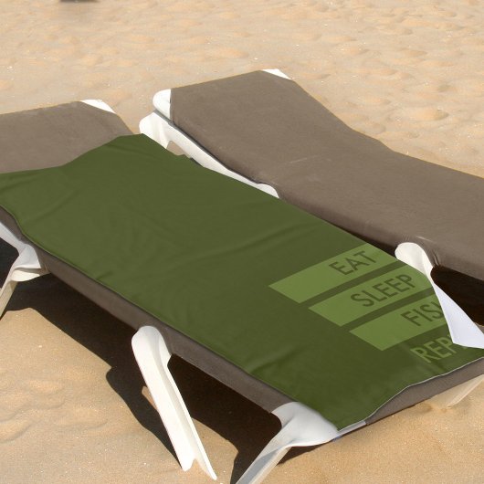 Essen Sleep Fish Wiederholung Army Green und Khaki Strandtuch