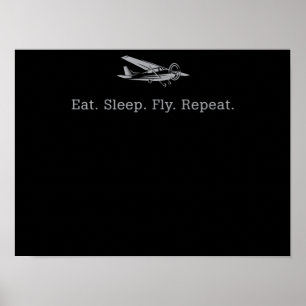 Essen Sleep Fly Dronen Wiederholen Aviator Geschen Poster