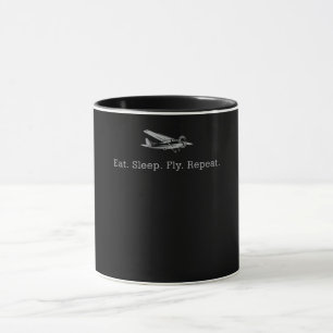 Essen Sleep Fly Dronen Wiederholen Aviator Geschen Tasse