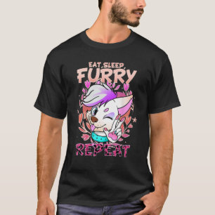 Essen Sleep Furry Wiederholung I Niedlich Cosplay T-Shirt