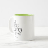 Essen Sleep Garden Wiederholen humorvolle Pflanze Zweifarbige Tasse (Vorderseite Links)