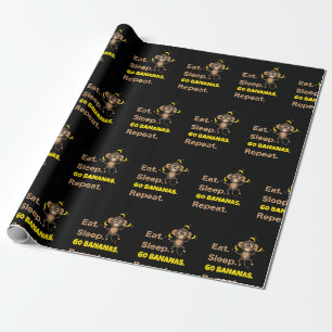 Essen Sleep Go Bananen Wiederholen Funny Süße Tier Geschenkpapier