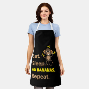 Essen Sleep Go Bananen Wiederholen Funny Süße Tier Schürze