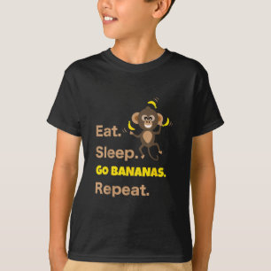 Essen Sleep Go Bananen Wiederholen Funny Süße Tier T-Shirt