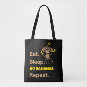 Essen Sleep Go Bananen Wiederholen Funny Süße Tier Tasche