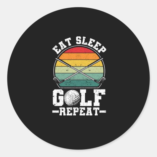 Essen Sleep Golf Wiederholung Golfing Player Golfe Runder Aufkleber (Vorderseite)