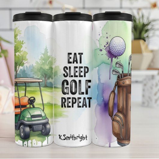 Essen Sleep Golf Wiederholung Grafik Thermosbecher