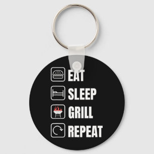 Essen Sleep Grill Wiederholung Grillen Griller Vat Schlüsselanhänger
