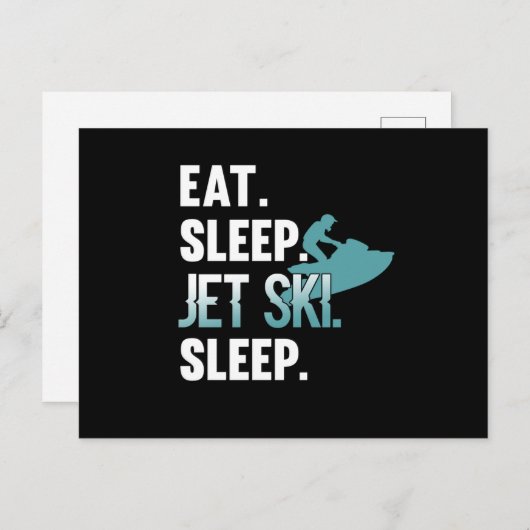 Essen Sleep Jet Ski Skifahren Skifahren Wasserspor Einladungspostkarte (Vorne/Hinten)
