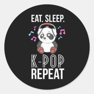 Essen Sleep K-Pop Wiederholung ns Panda KPop Zitat Runder Aufkleber