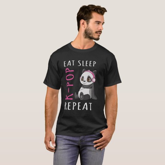 Essen Sleep K-Pop Wiederholung Panda T-Shirt (Vorne ganz)
